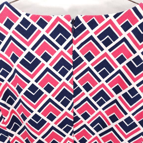 Gap Sheath Dress Womens 2 Pink White Navy Geometric Marcy Dobby Scoop Neck Mini - Picture 5 of 8